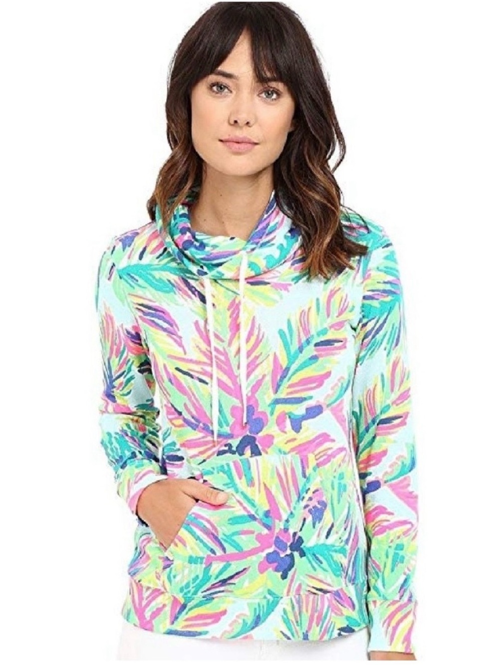 Lilly Pulitzer Hillary Pullover Top Tropical Print Preppy Beach Old Money SZ XS